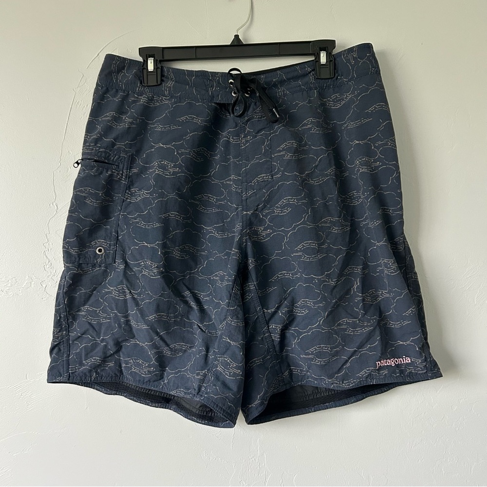 Patagonia Men's Canoe Paddler Board Shorts Blue Clouds Algae